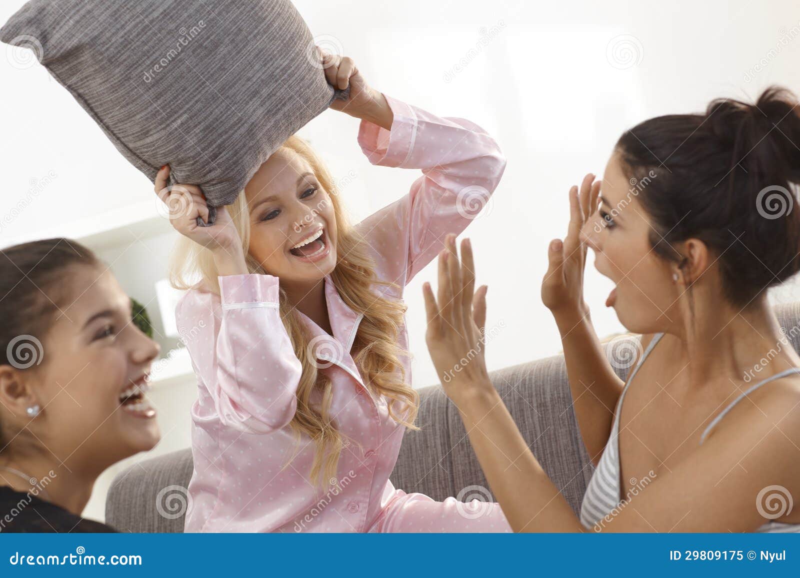 Pillow fight stock image. Image of fight, hair, face 29809175