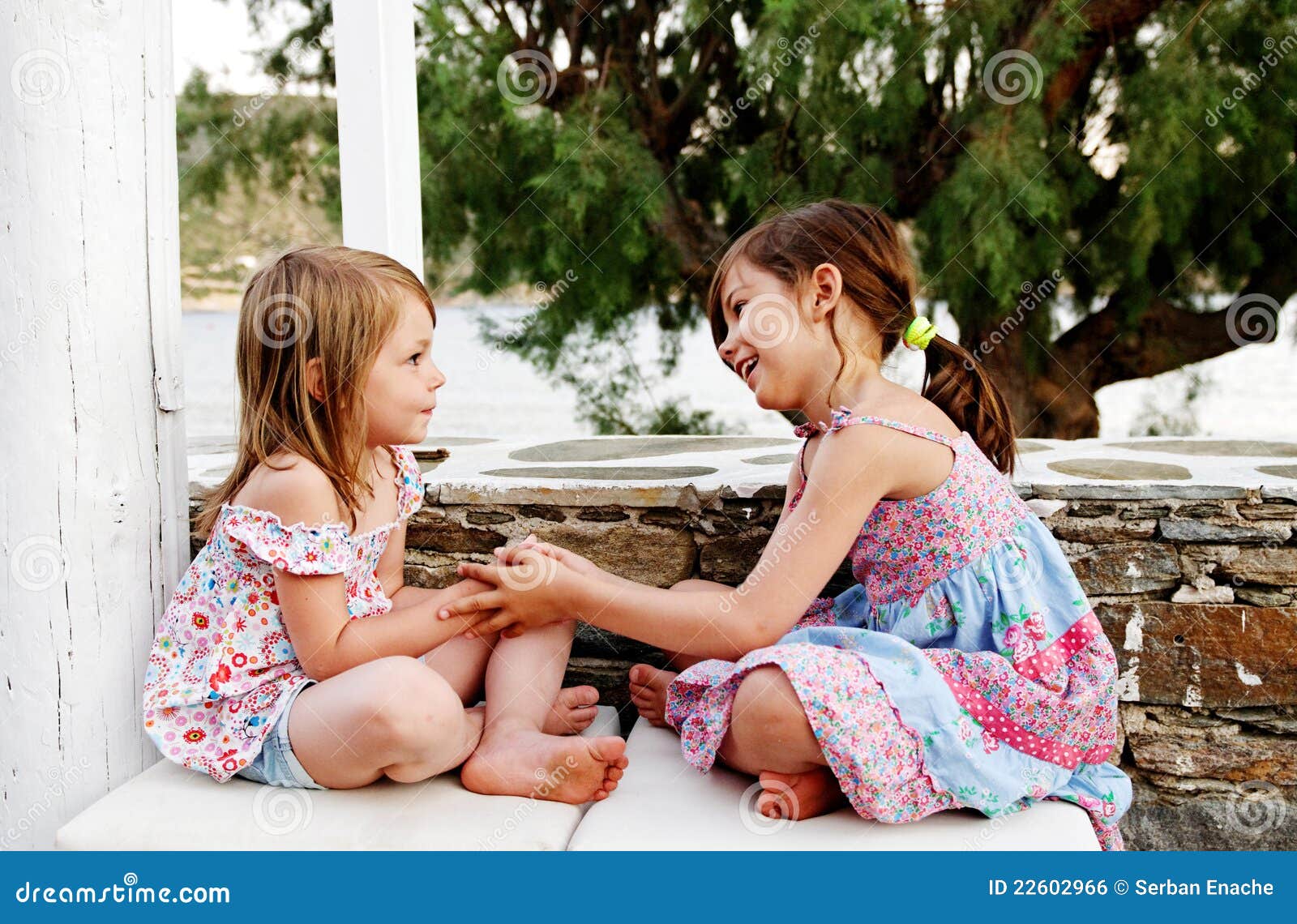 happy girls playing