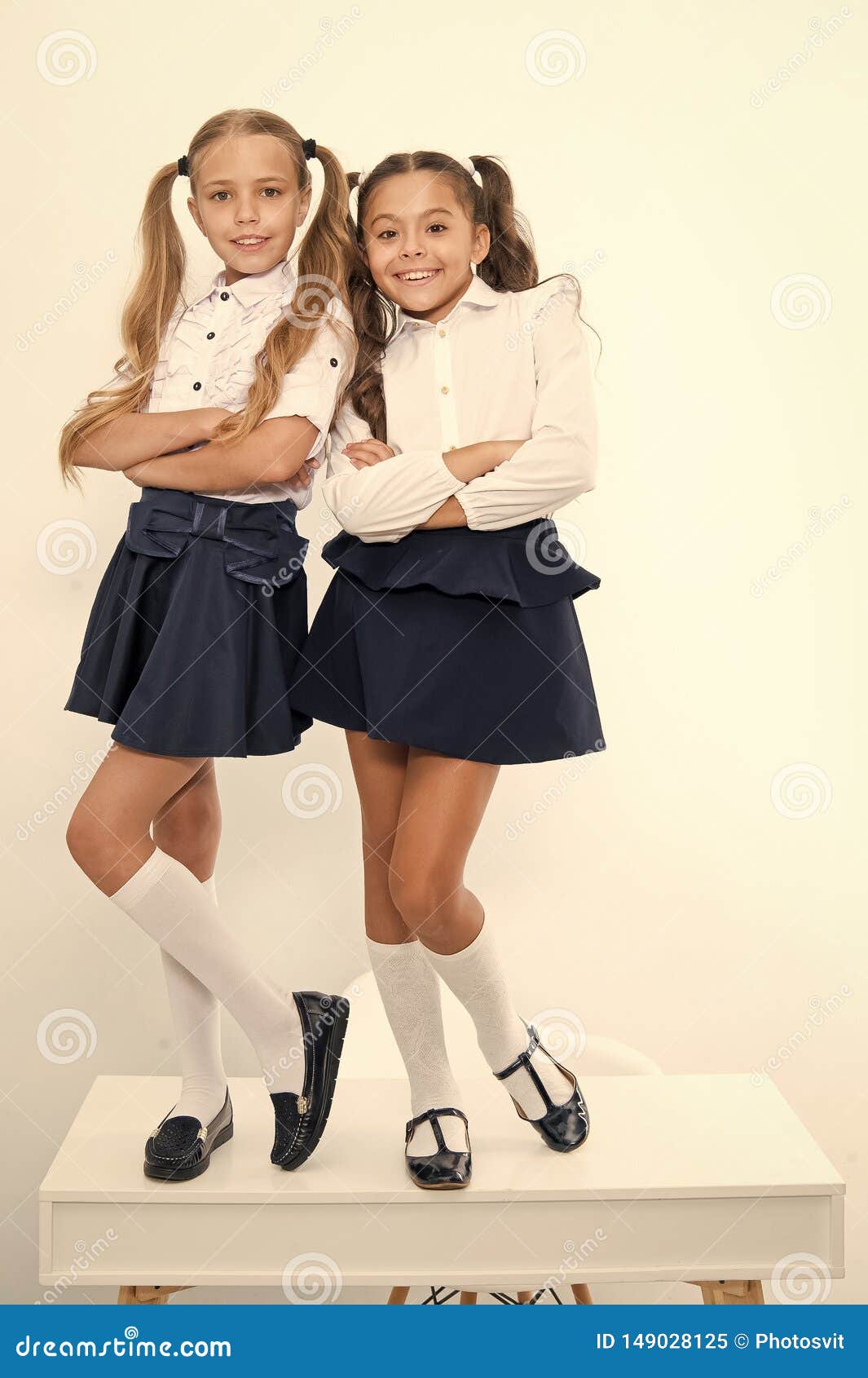 Happy Girls Smile in School Uniform ...