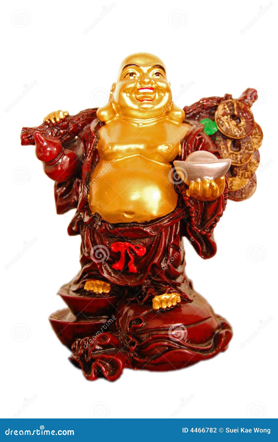 happy golden laughing buddha figurine