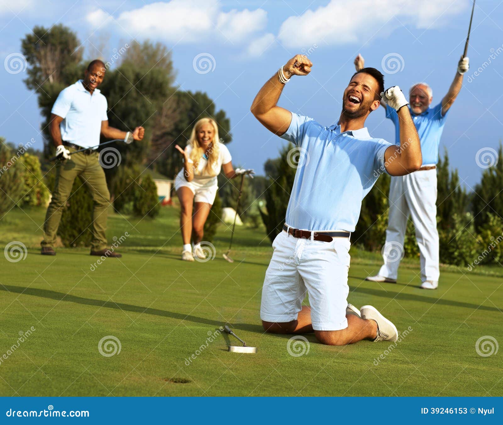 happy golfer in flush of victory