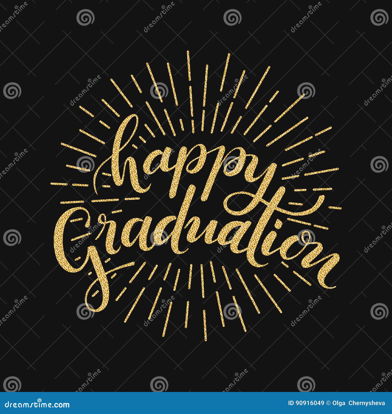 Happy Graduation. Hand Drawn Lettering Stock Vector - Illustration of