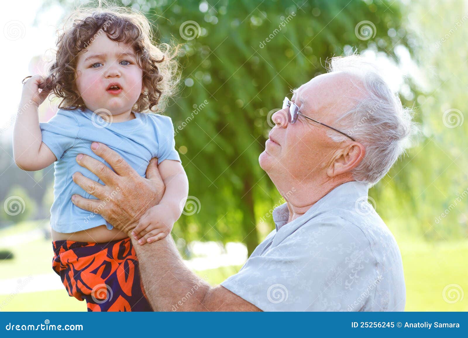 happy granddad with grandson