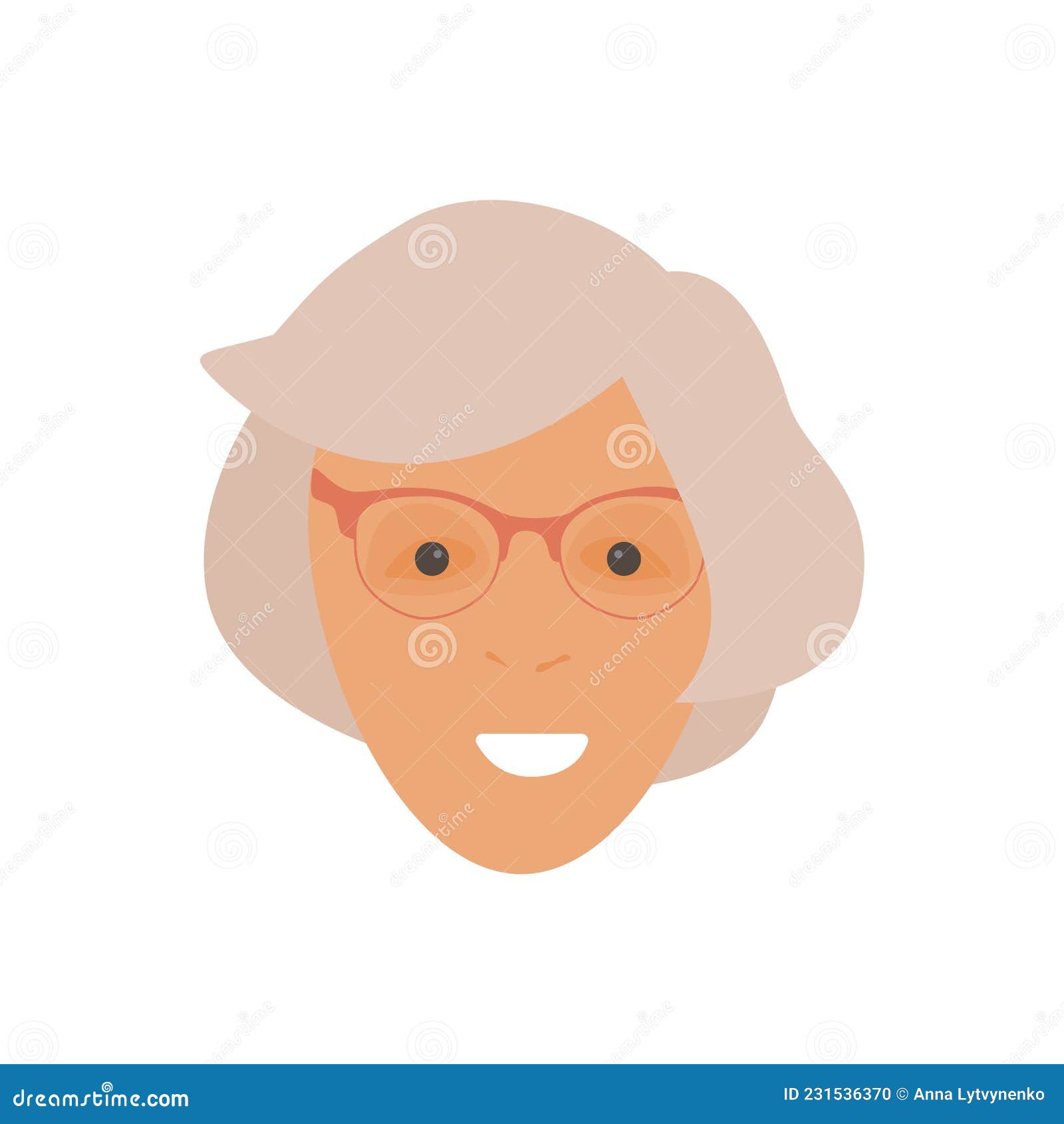 Happy Grandma in Flat Cartoon Style - Woman Face Stock Vector -  Illustration of female, grandma: 231536370