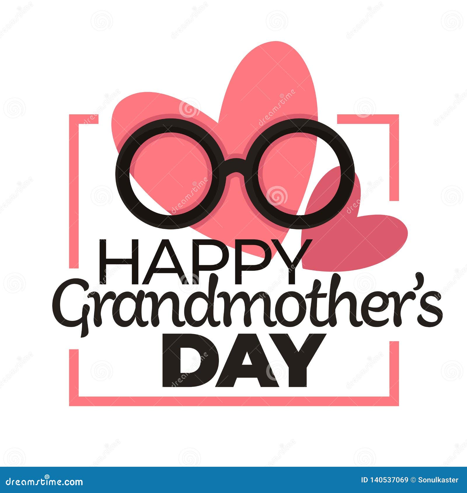 Happy Grandmother Day Isolated Holiday Icon Eyeglasses and Hearts Stock