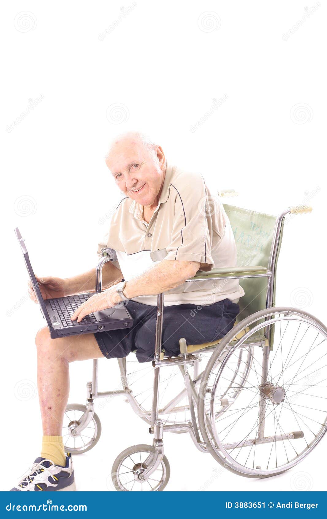 Happy Grandpa Checking Email Stock Image Image of armchair, grand