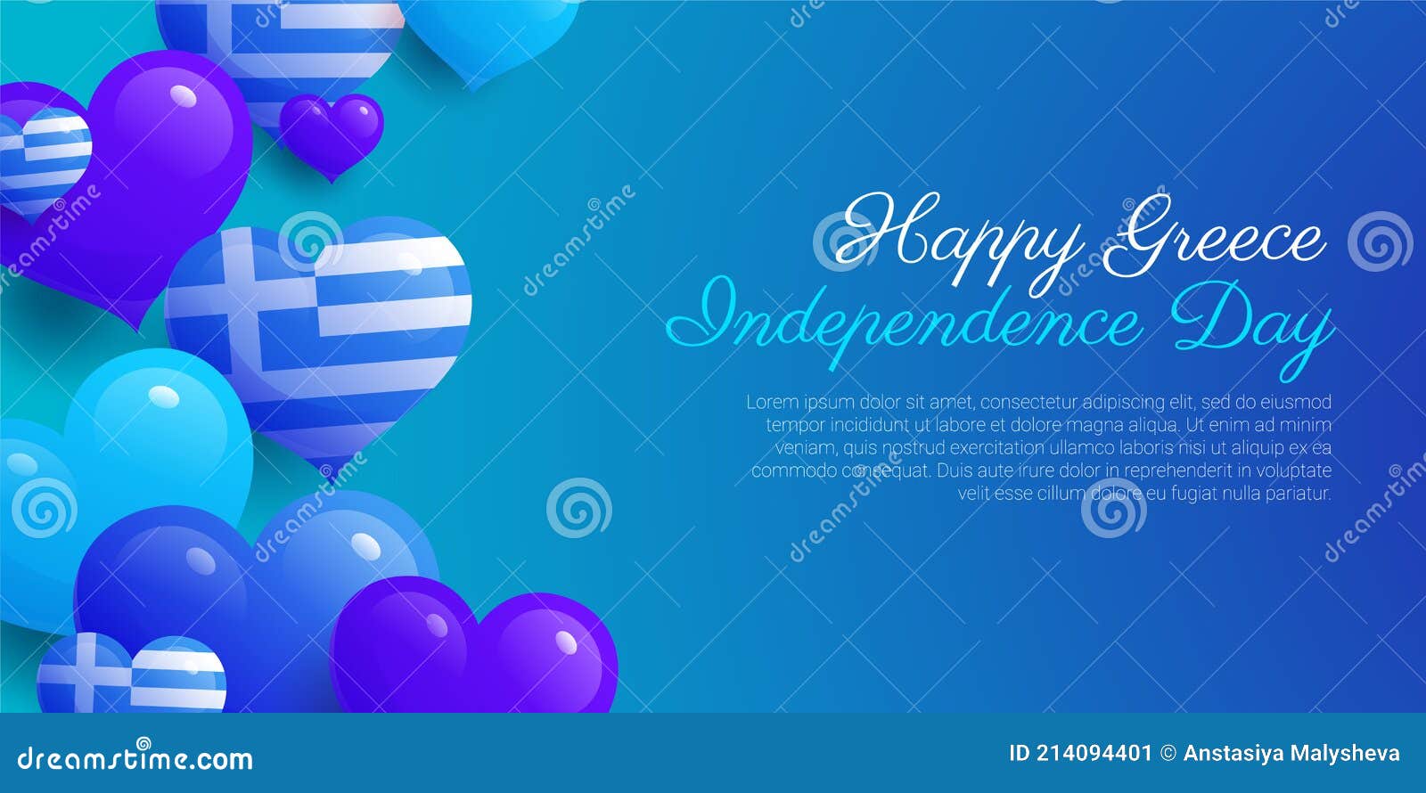 Happy Greece Independence Day Card Template. National Event Celebration