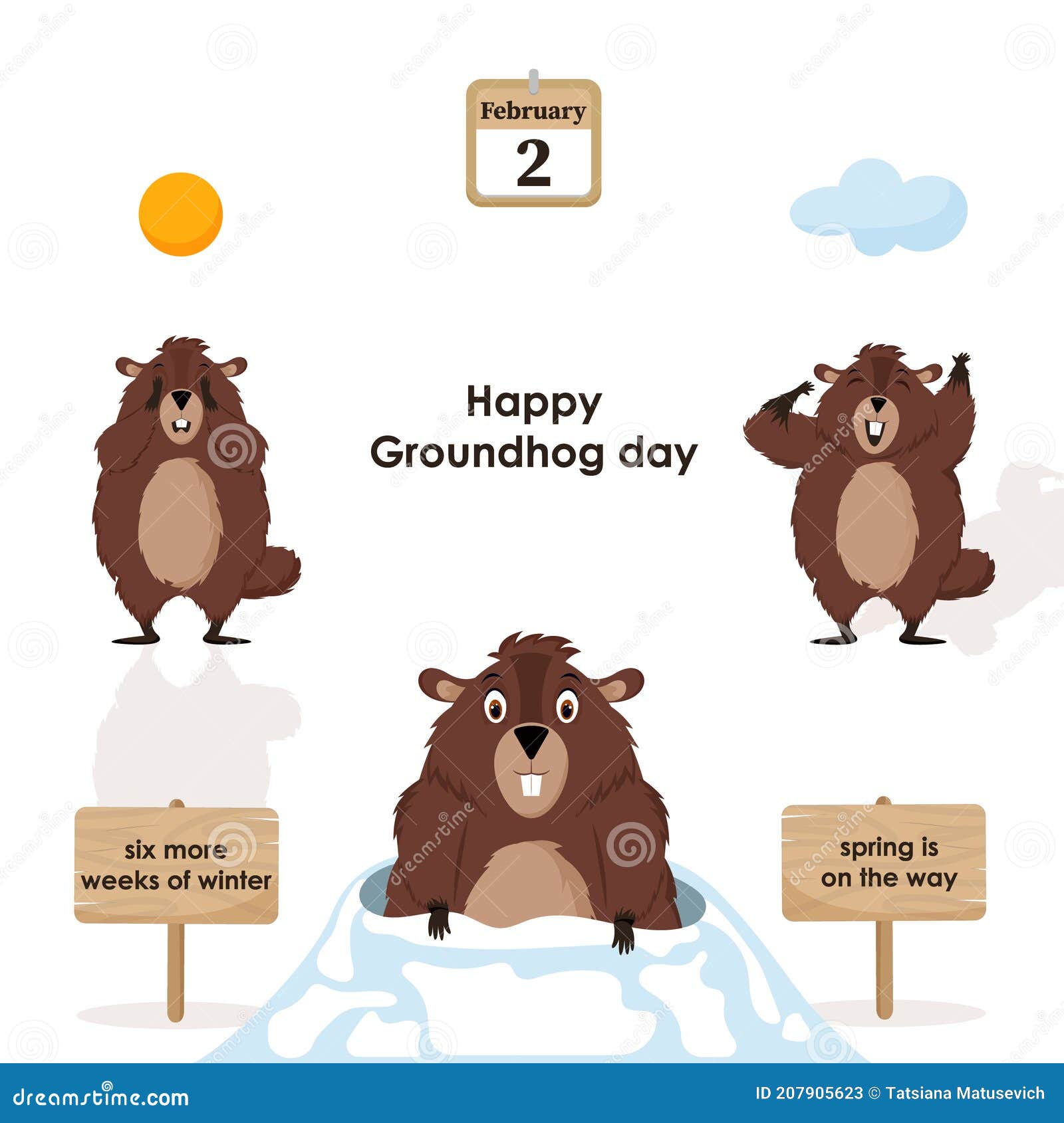 Happy Groundhog Day. Diagram with Illustrations of Cute and Funny  Groundhogs Stock Vector - Illustration of popping, happy: 207905623