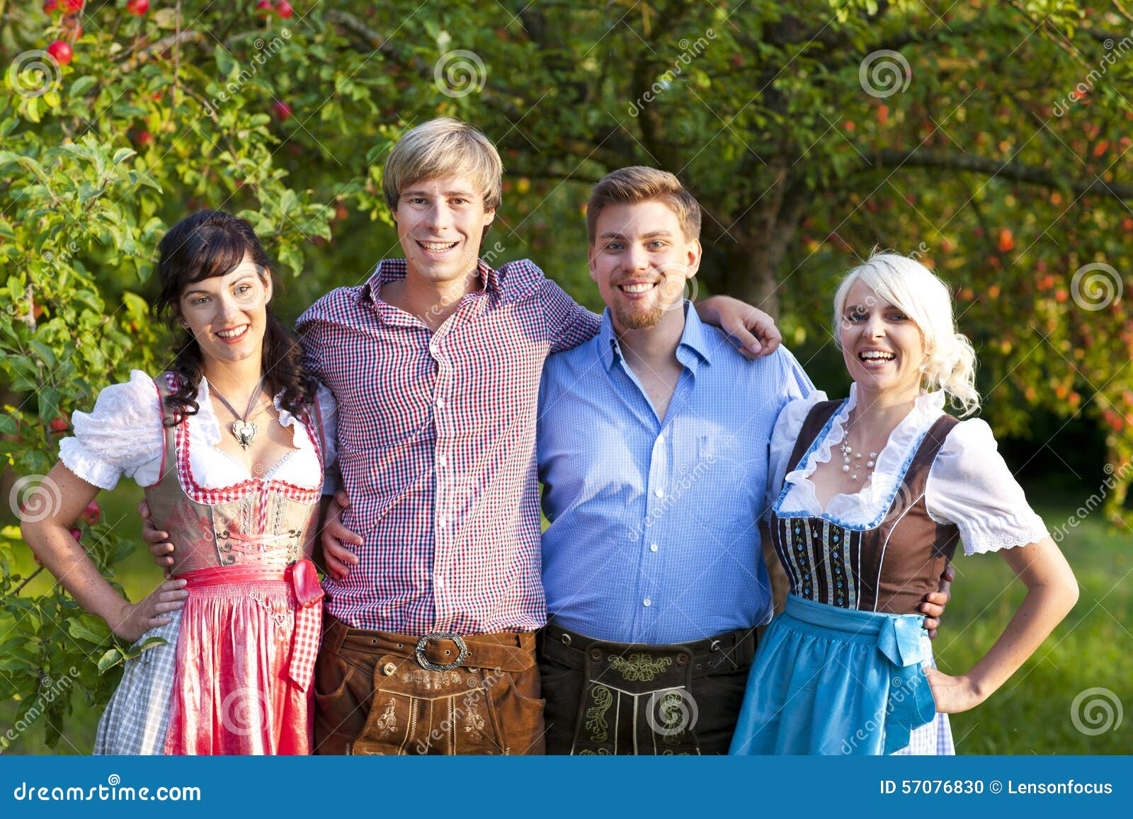 Happy Group Of Bavarian People  Stock Photo Image of 