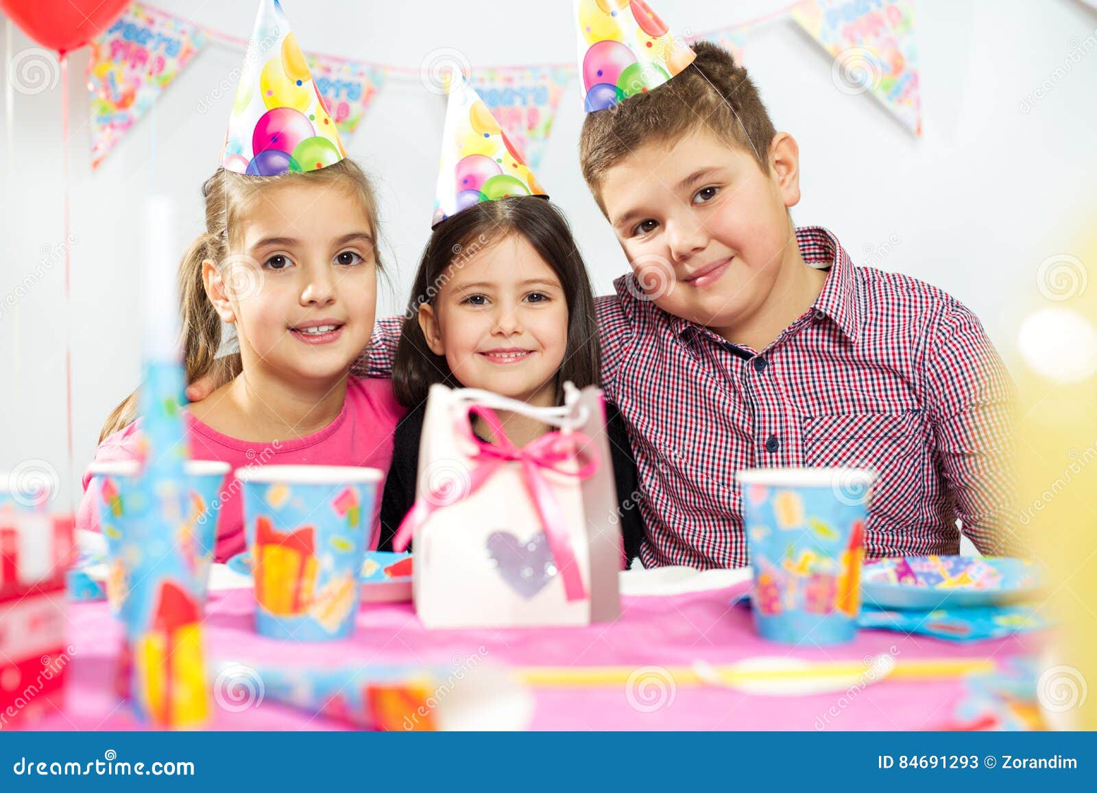 Happy Group of Children Having Fun at Birthday Party Stock Image ...