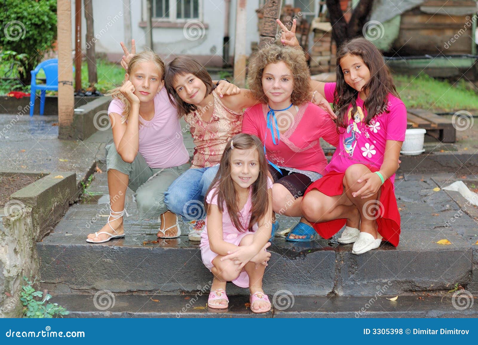 Happy group of girls stock photo. Image of pretty, children 3305398