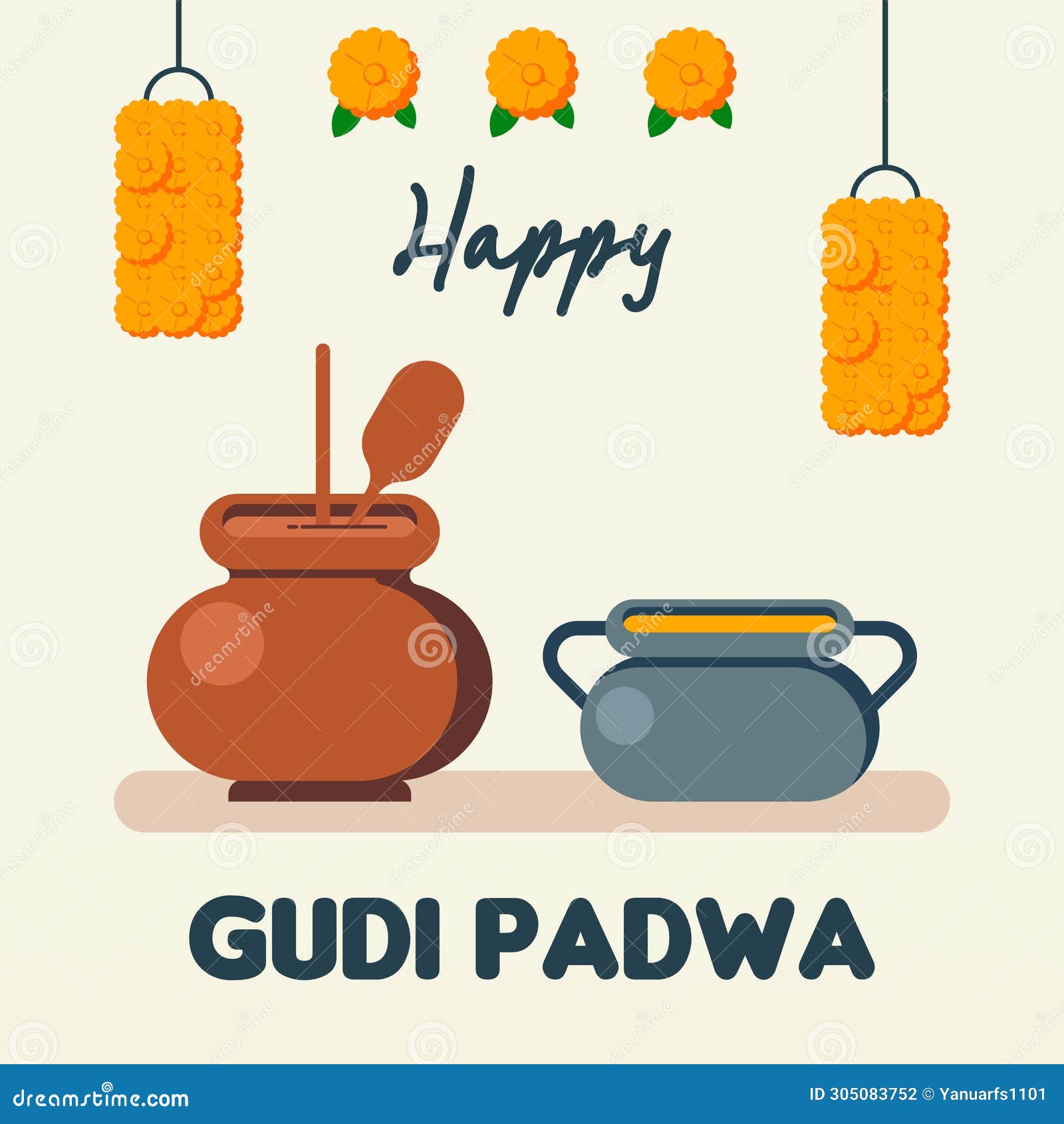 happy gudi padwa web banner background illustratrion