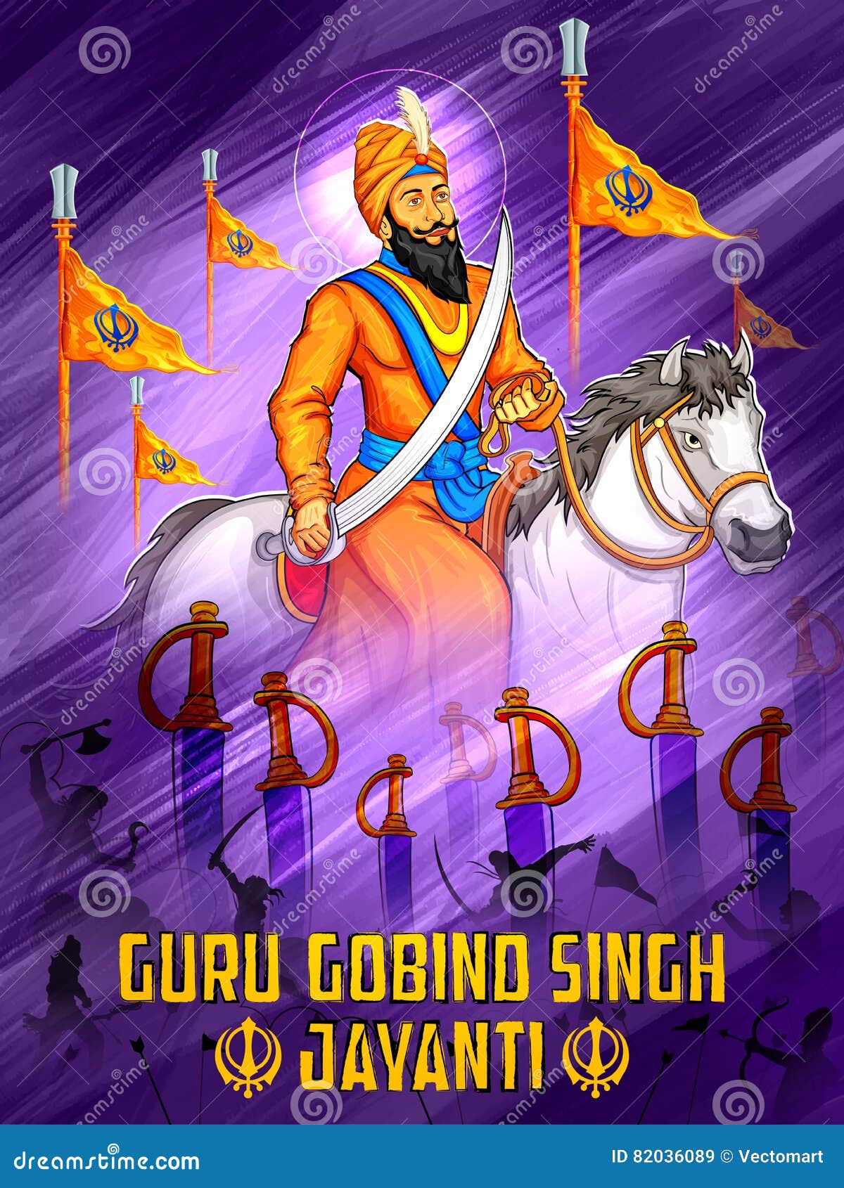 Happy Guru Gobind Singh Jayanti Festival for Sikh Celebration Background  Stock Vector - Illustration of belief, birthday: 82036089