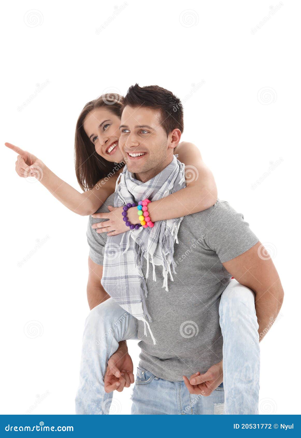 Happy Guy Carrying Girlfriend on Back Stock Photo Image of female