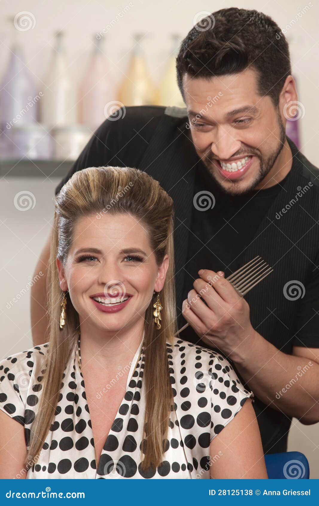 Happy Hair Stylist And Customer Stock Photo Image Of Hair Lady