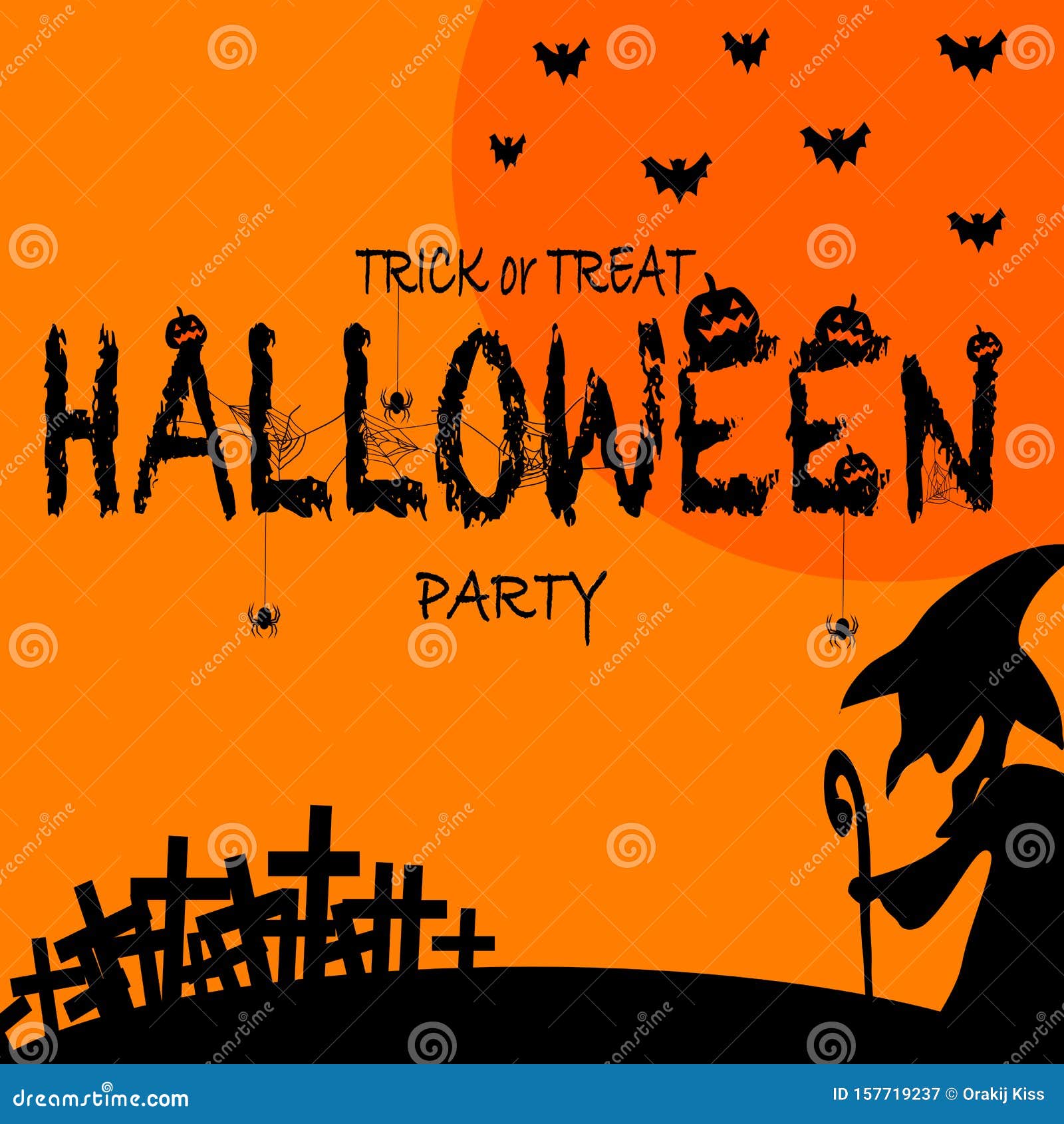 Happy Halloween Background Vector Illustration Cut Set With Cartoon Characters A A A Stock Vector Illustration Of Halloween Black