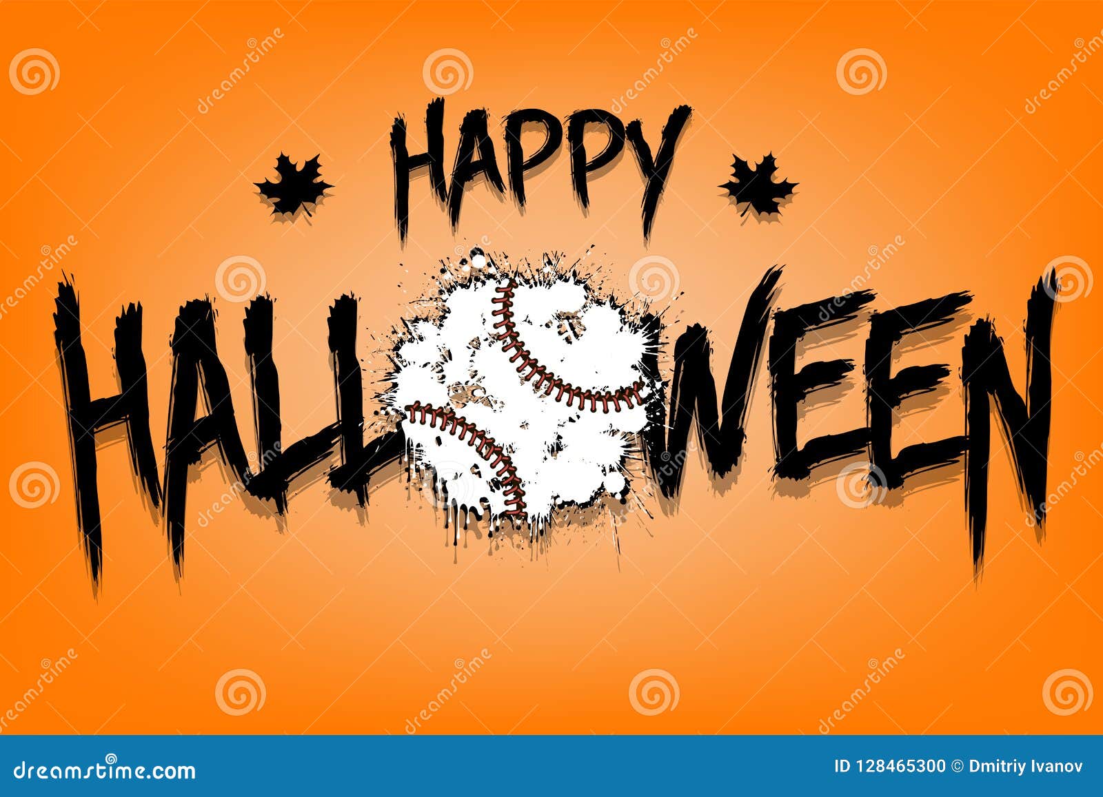 Happy Halloween and Baseball Ball of Blots Stock Vector - Illustration