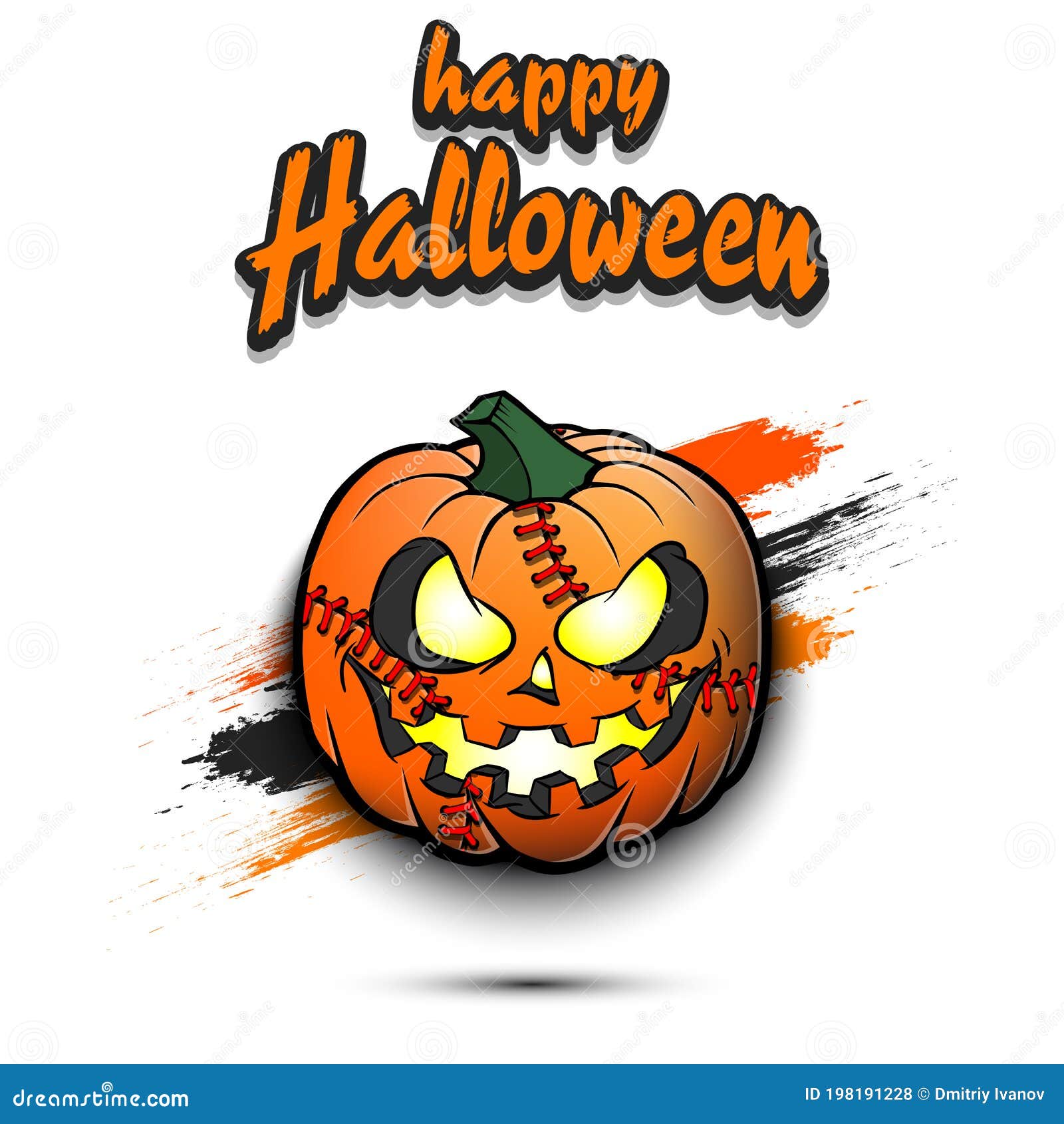 Happy Halloween. Baseball Ball Pumpkin Stock Vector - Illustration of