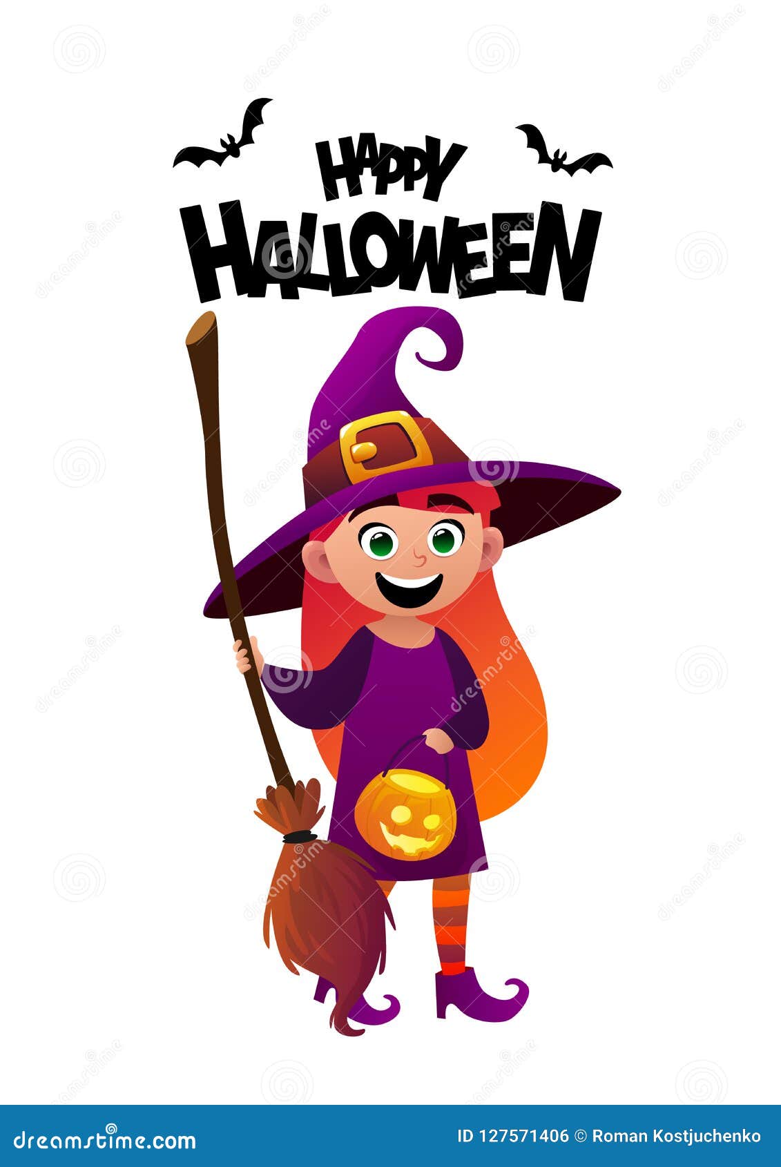 Happy Halloween Cartoon Character Costume Witch Kid Stock Vector - Illustration of lovely, causal: 127571406 Happy Halloween Cartoon Character Costume Witch Kid Stock Vector - Illustration of lovely, causal: 127571406