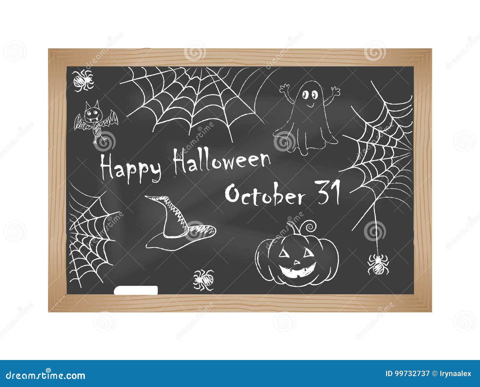 Happy Halloween. Chalk Drawings on the Blackboard Stock Vector