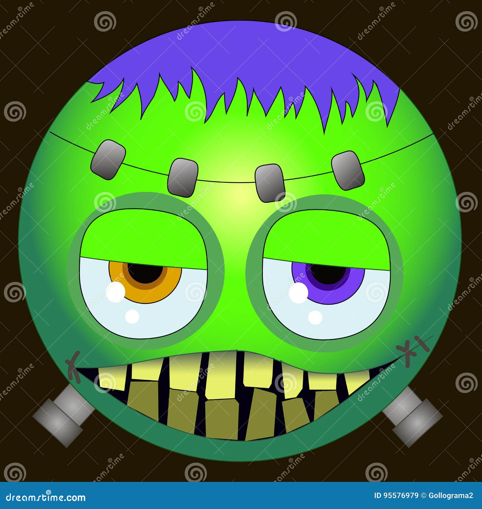 Happy Halloween Clipart Eps Cute Frankenstein Emoji Smiley ...