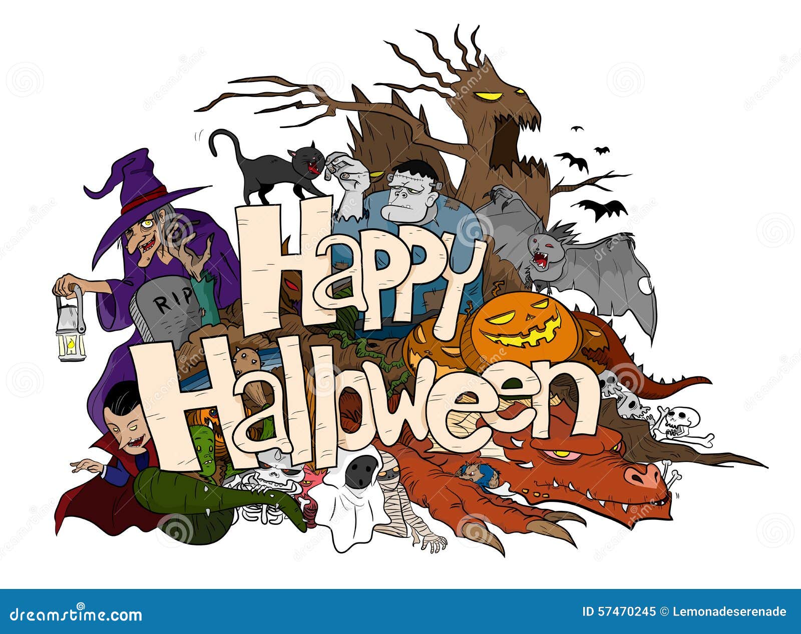 Happy Halloween Doodle Stock Vector Illustration Of Abstract 57470245