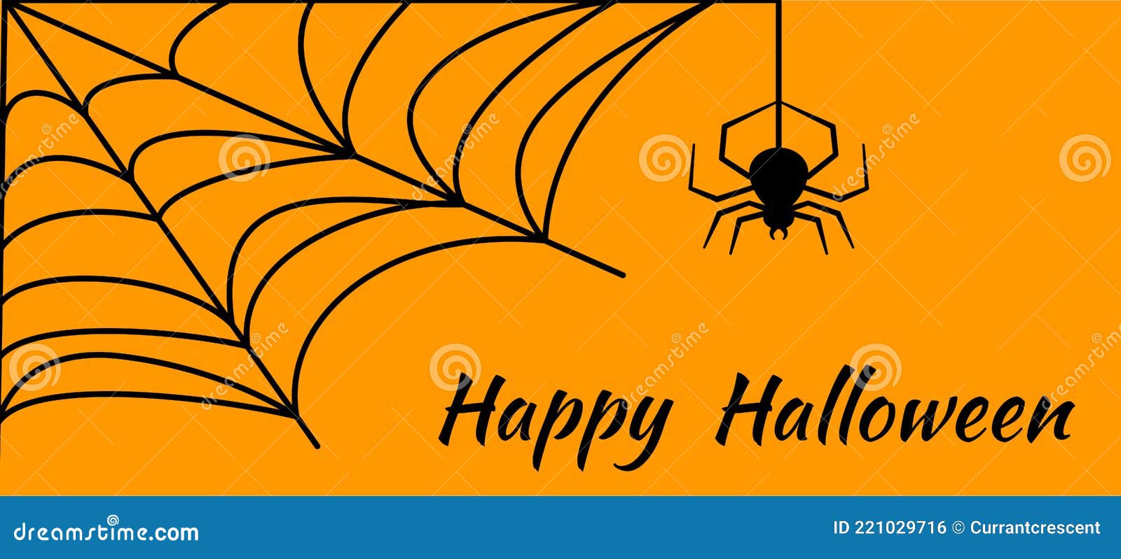 Happy Halloween Greeting Card With Cobweb Spider Stock Vector 