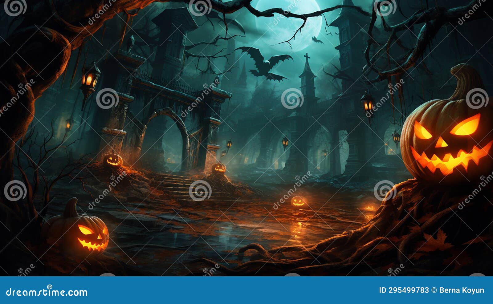 Happy Halloween Illustration with Web and Spider Trick or Treat Stock