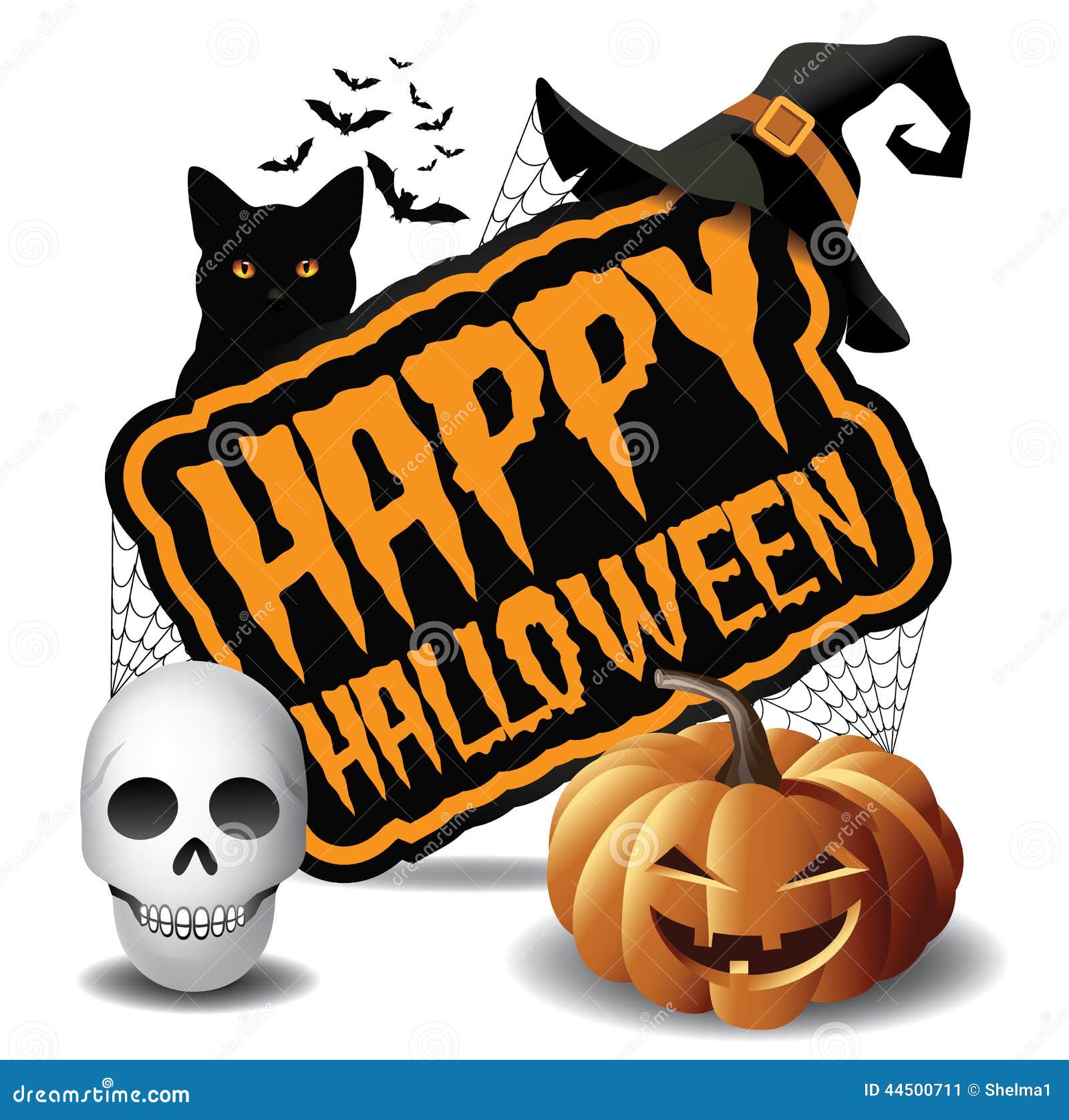 Happy Halloween Party Pumpkin and Skull Icon 2 Stock Vector ...