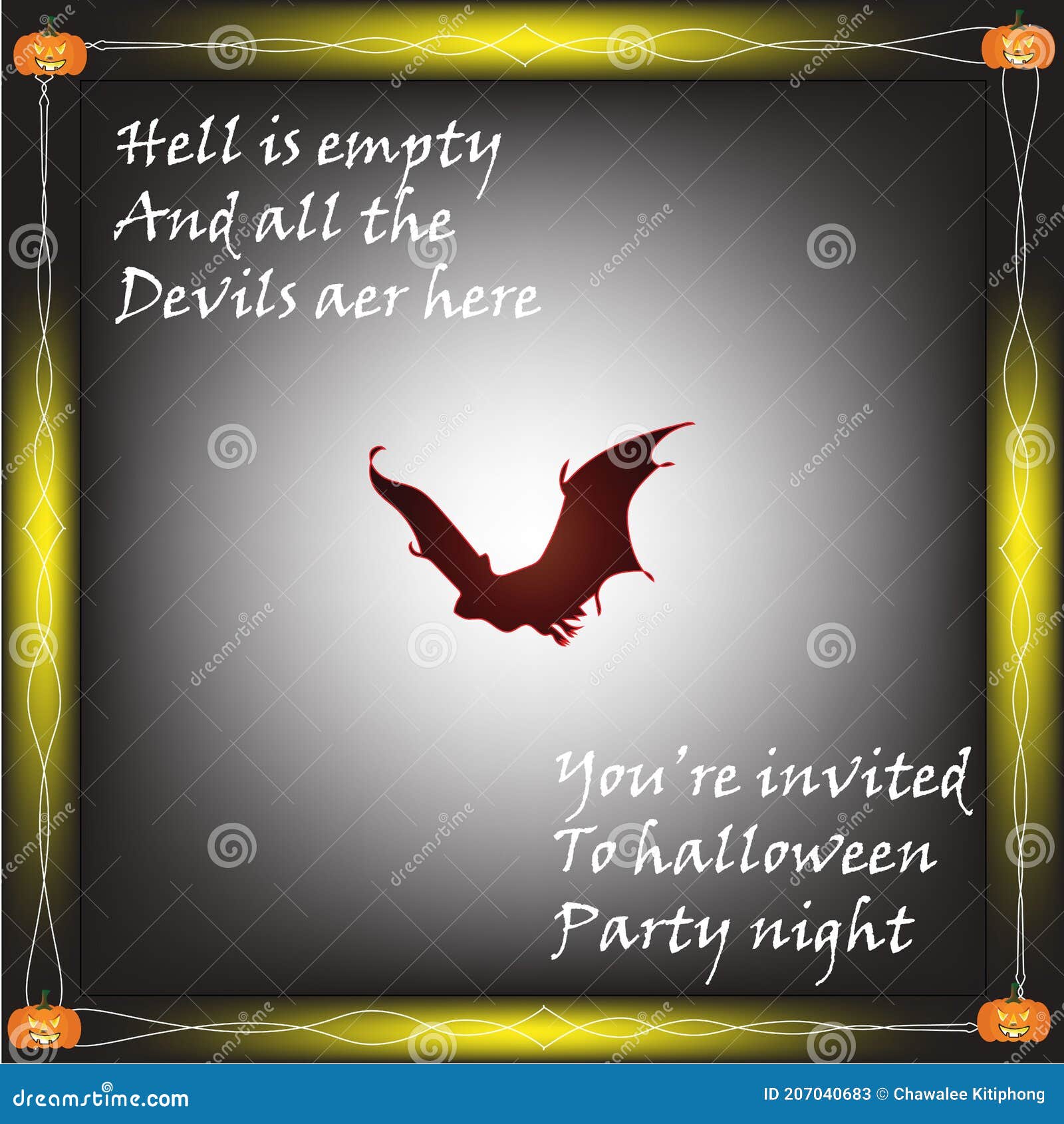 Happy Halloween Quotes with Bat and Pumpkin Stock Illustration