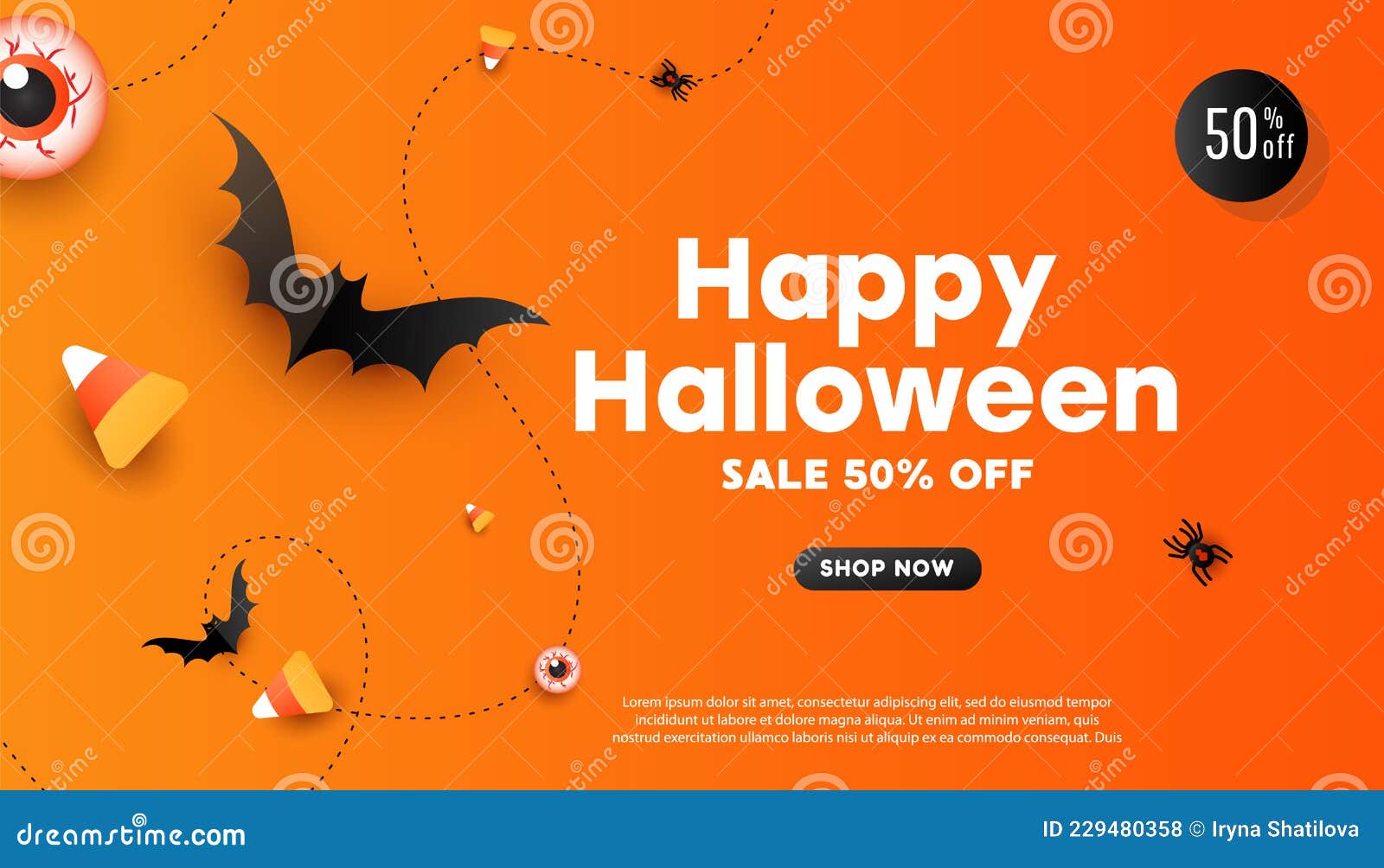 Happy Halloween Holiday Concept. Halloween Decorations, Spiders ...
