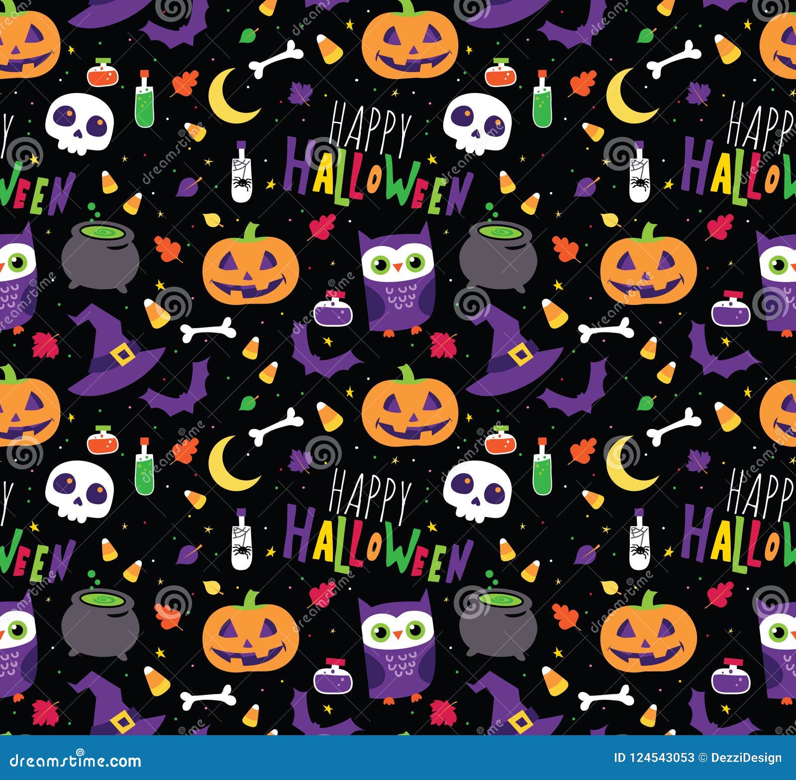 Happy Halloween Seamless Vector Repeating Pattern Stock Vector ...