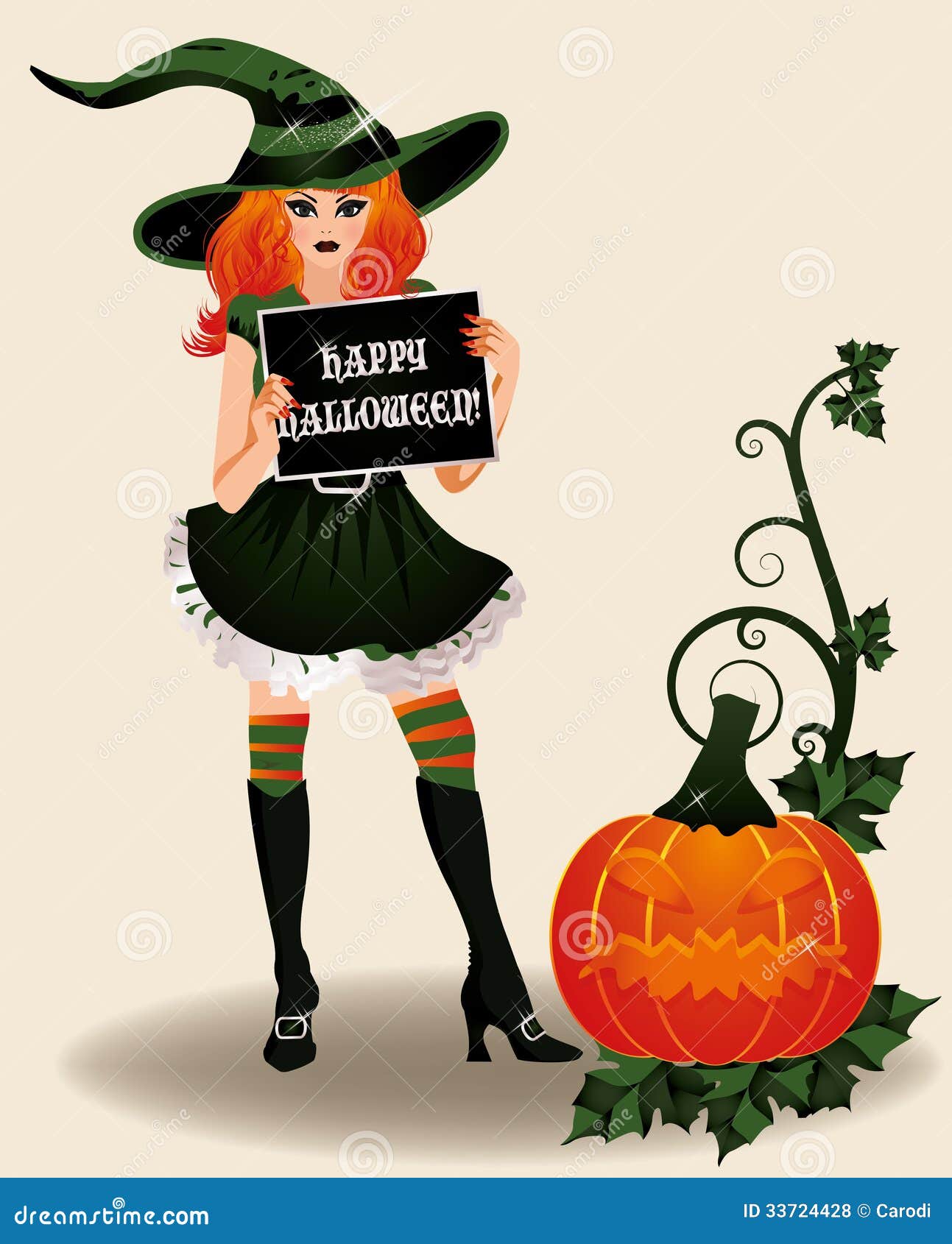 Happy Halloween Witch And Pumpkin Royalty Free Stock