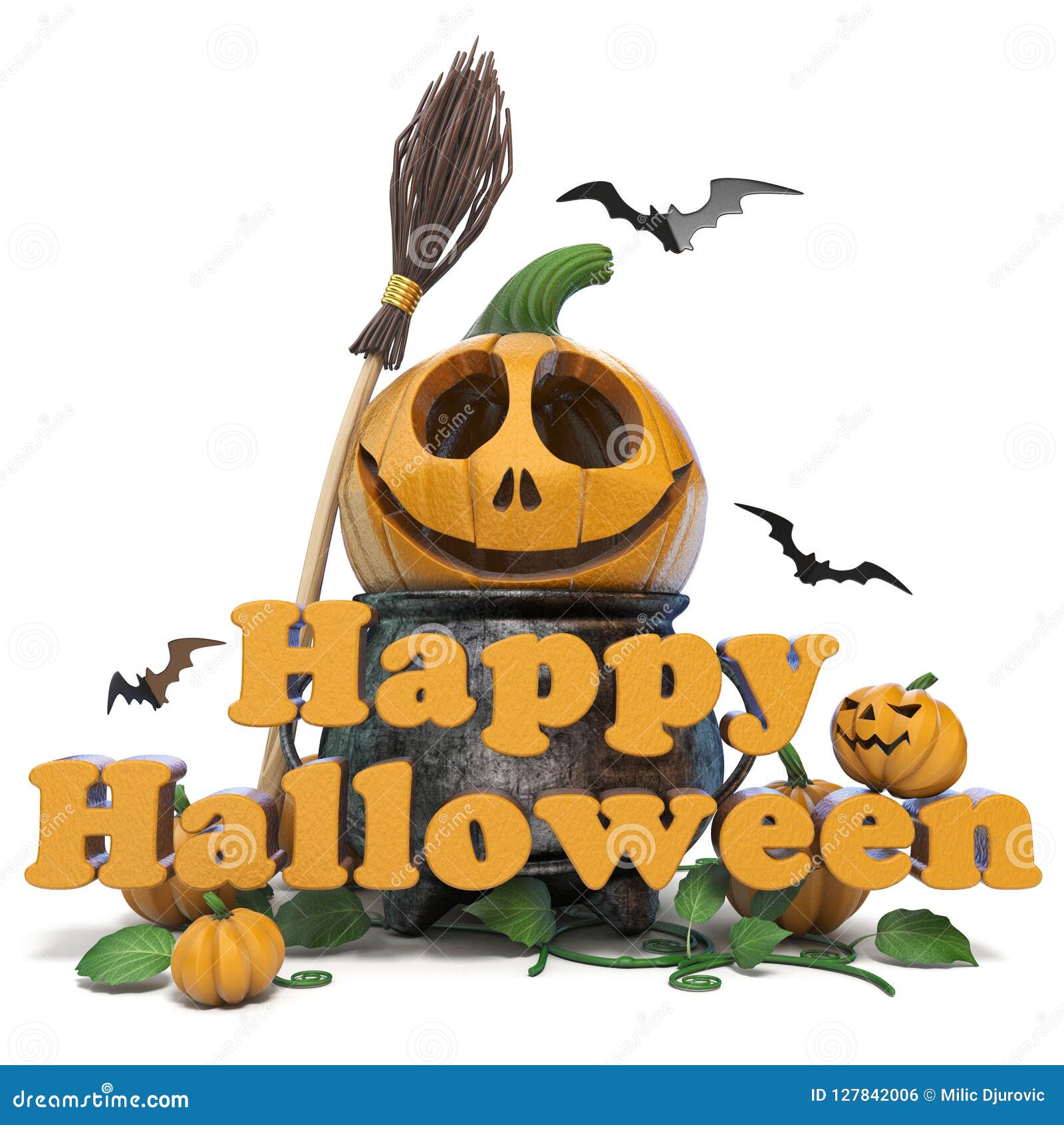 Happy Halloween text 3D stock illustration. Illustration of cartoon ...