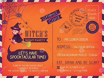 Happy Halloween Vintage Postcard Invitation Background Design Stock ...