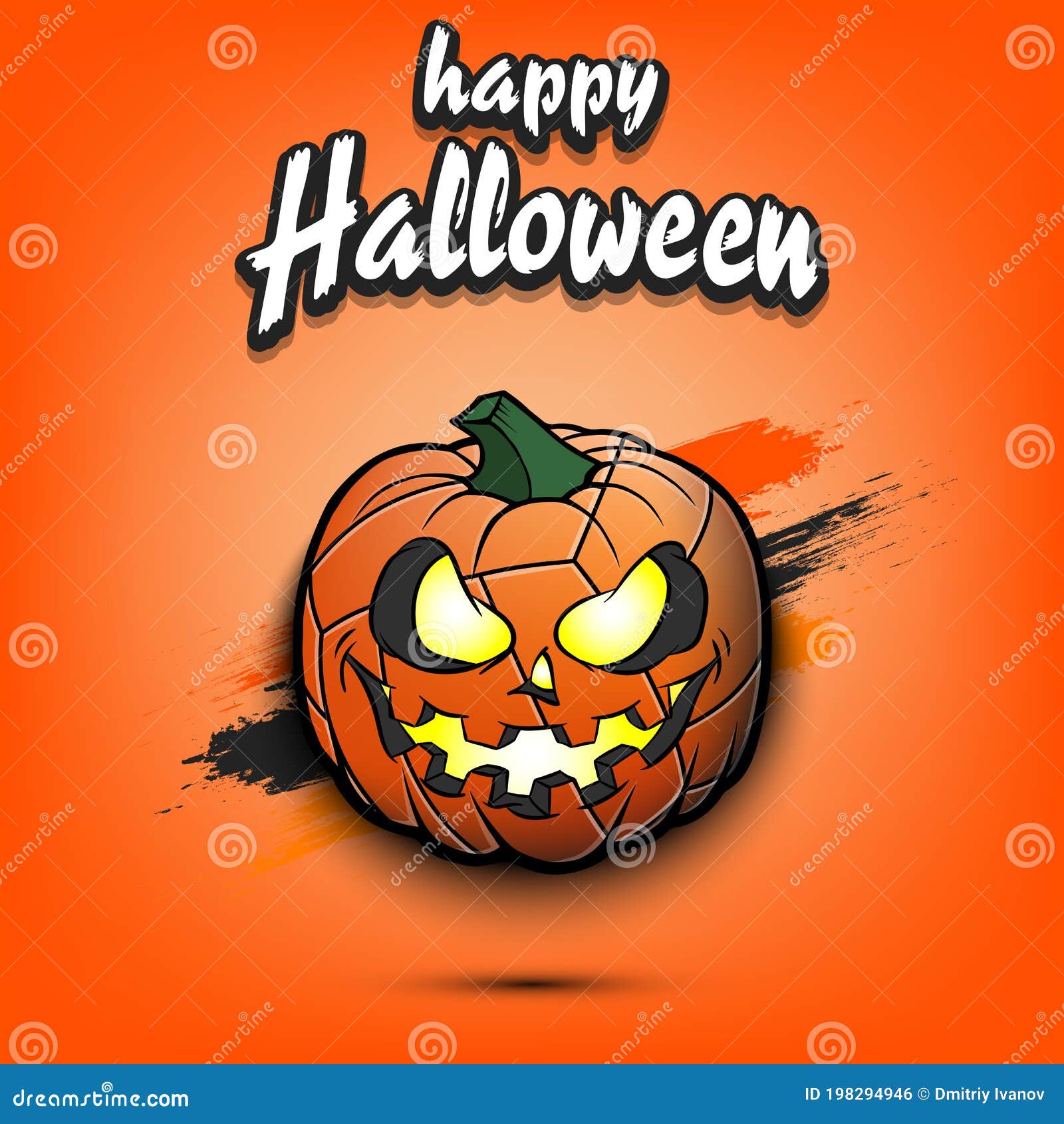 Happy Halloween. Volleyball Ball Pumpkin Stock Vector Illustration of