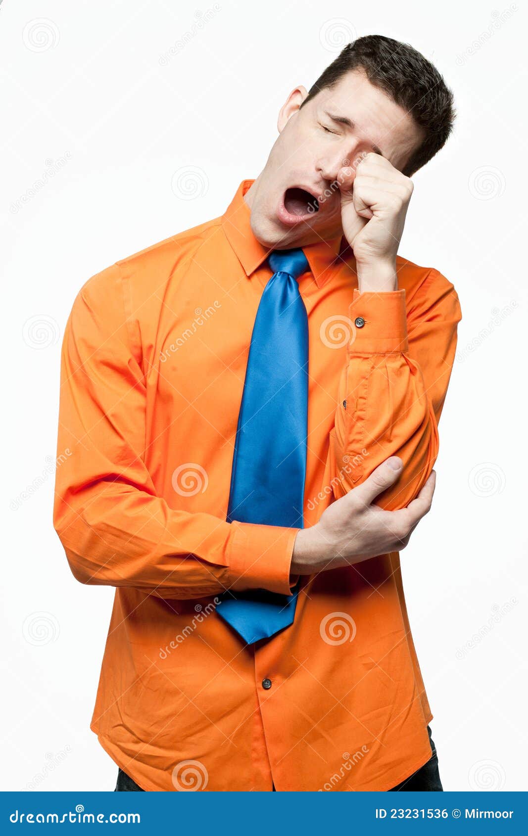 Happy Handsome Man in Orange Shirt. Stock Photo Image of cheerful