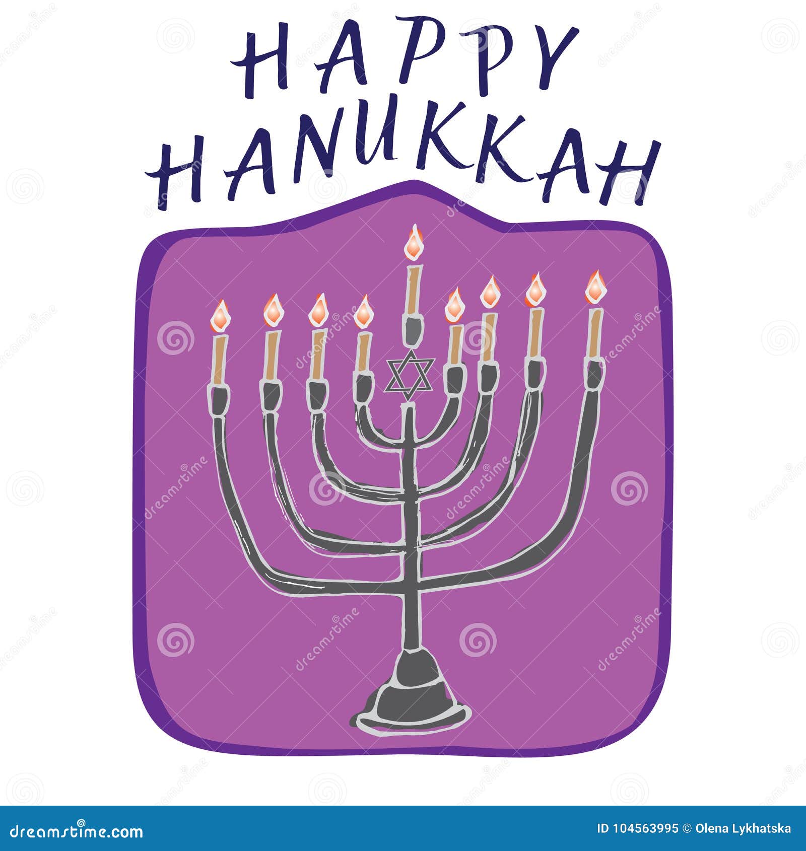 happy hanukkah card hand drawn