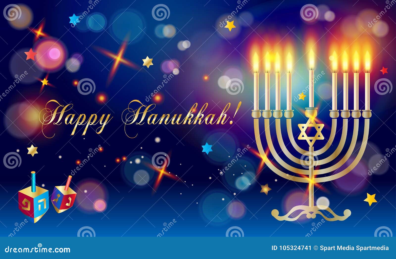 happy hanukkah greeting card menorah