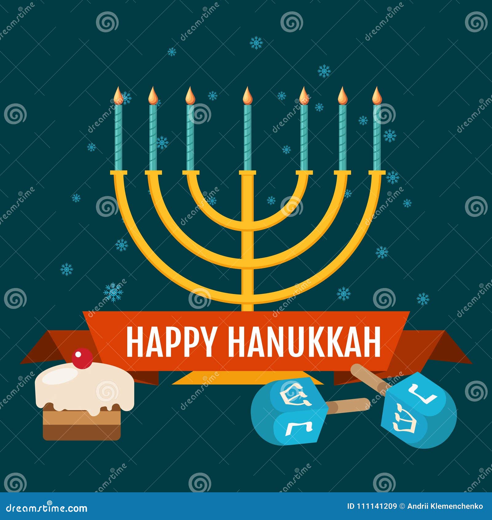 Hanukkah Sale For An Emblem, Sticker Or Logo With Menorah With Burning Candles. Vector ...