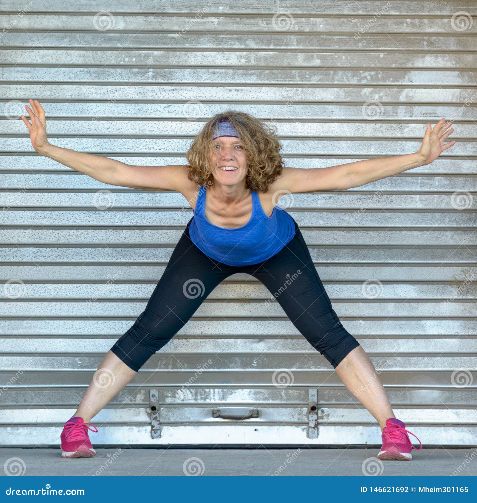 Happy Healthy Fit Woman Exercising in Town Stock Photo - Image of metal ...