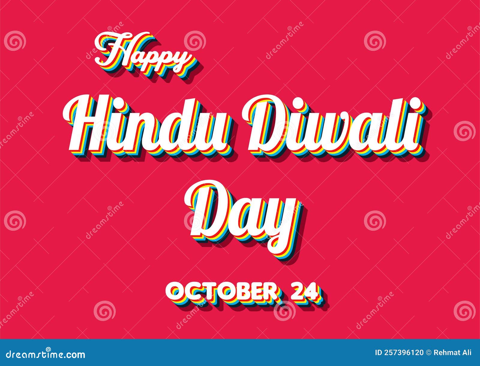 Happy Hindu Diwali Day, October 24. Calendar of October Retro Text