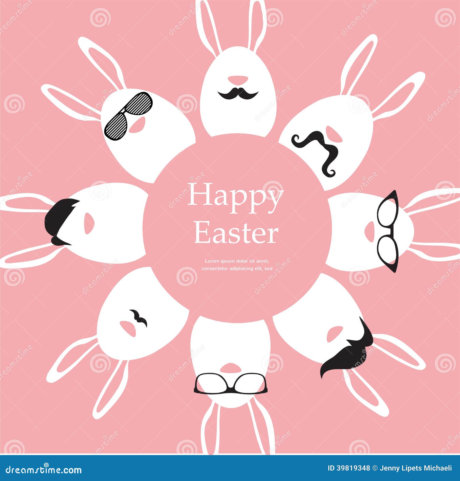 happy hipster easter set stylish bunny eggs icons illustration 39819348