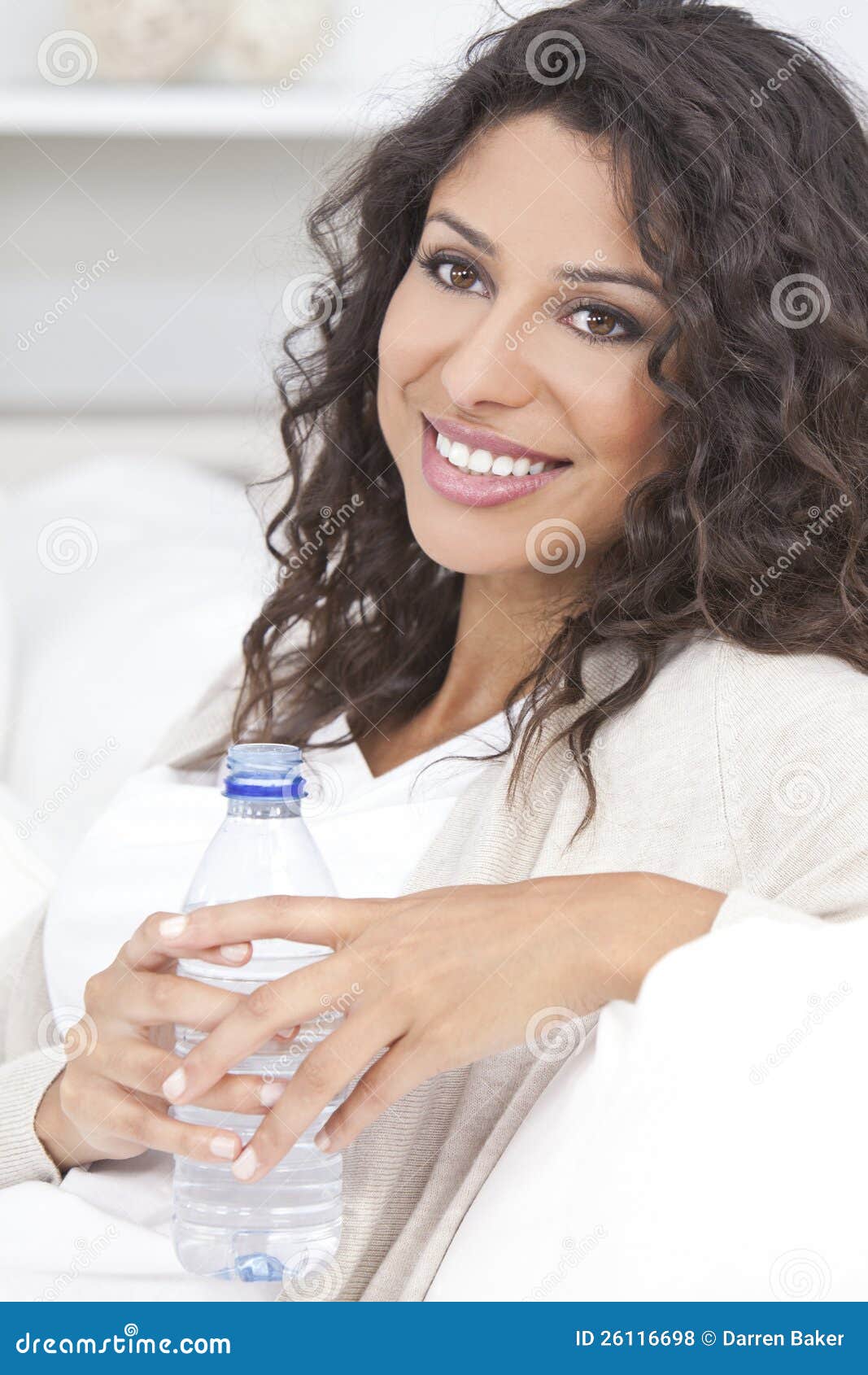 Girl Big Bottle Water On Neutral Stock Photo 636370166