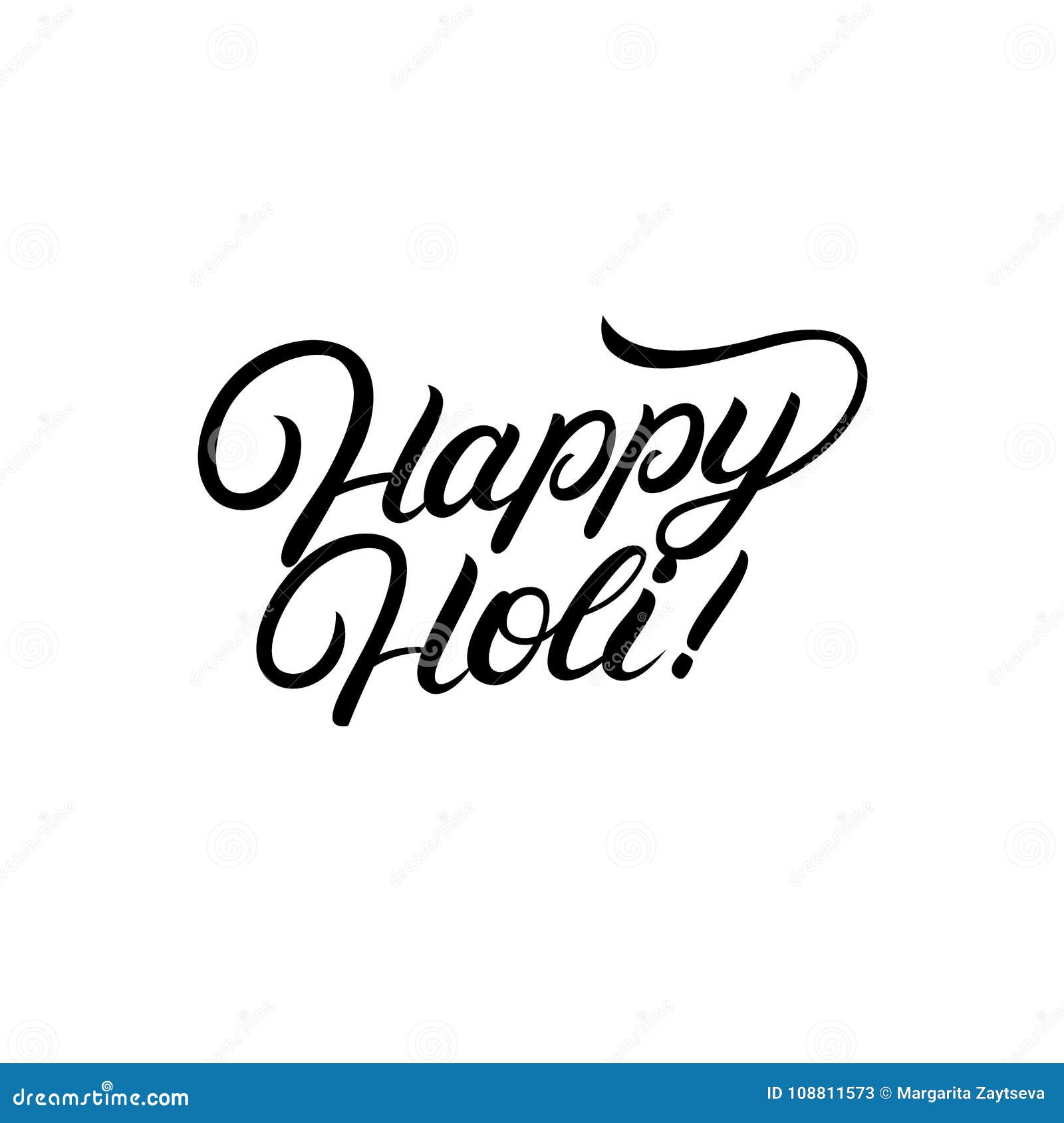 Happy Holi Hand Written Lettering. Stock Vector - Illustration of ...