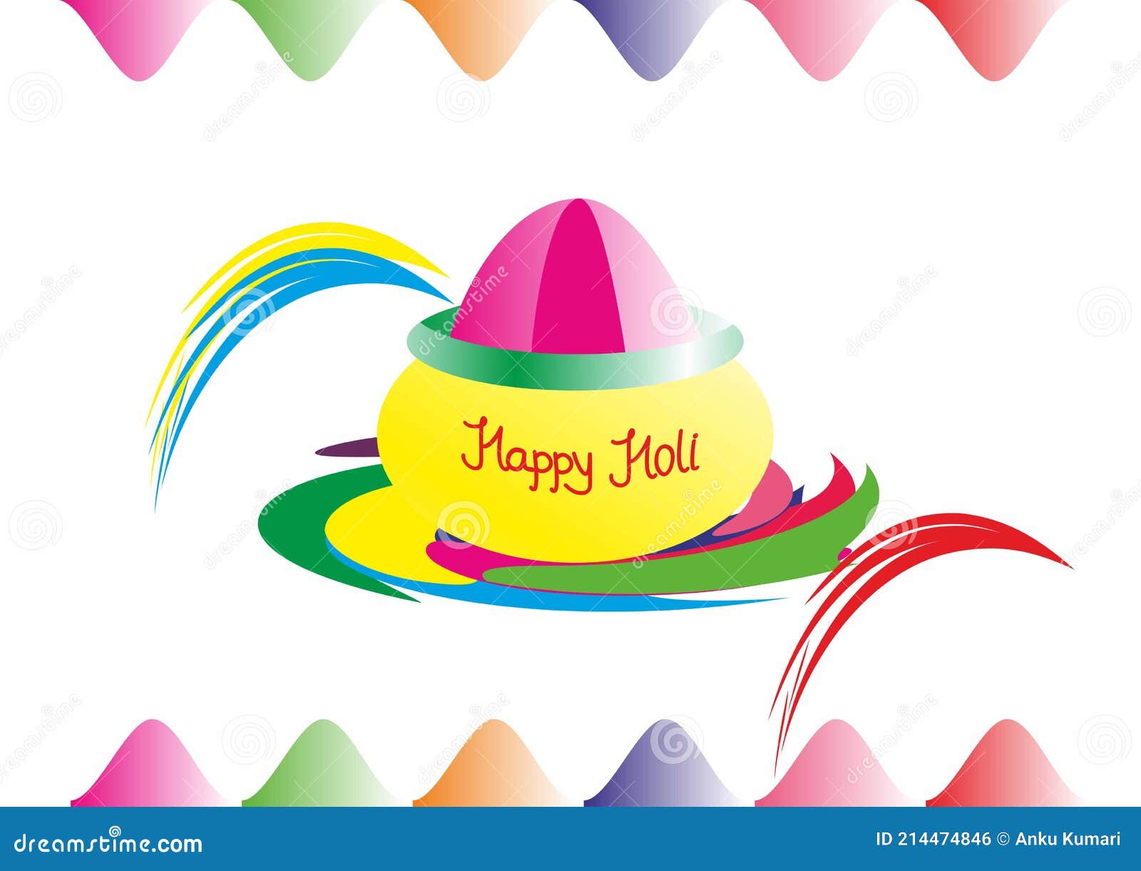 Happy holi wishes stock illustration. Illustration of yellow - 214474846