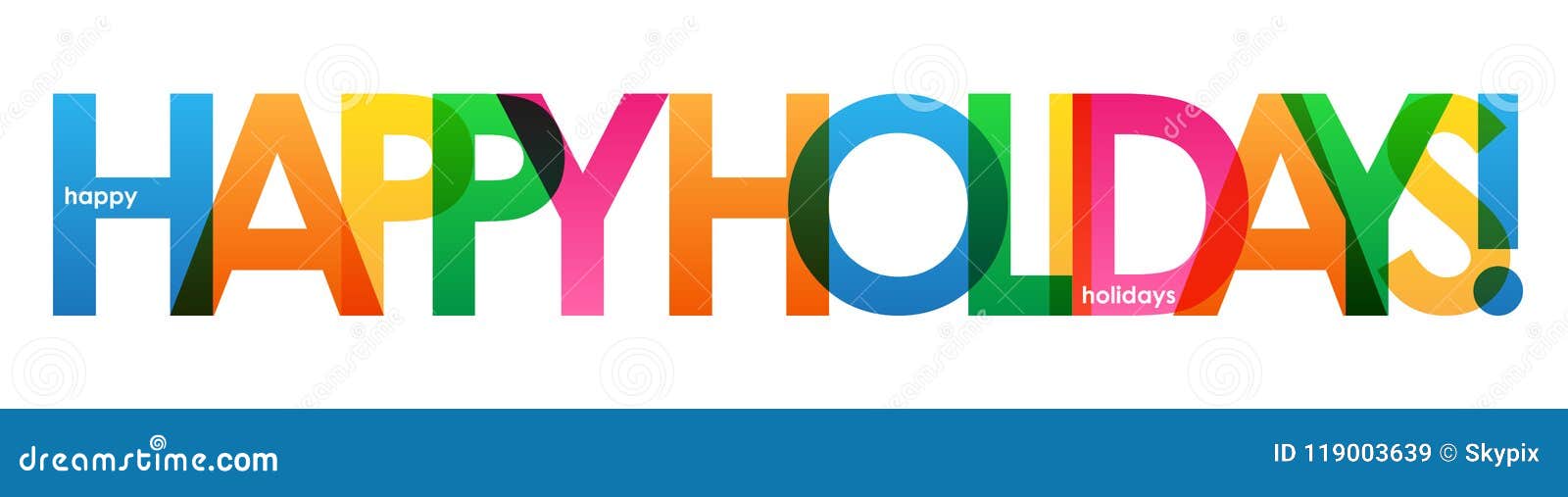 happy holidays! colorful overlapping letters  banner