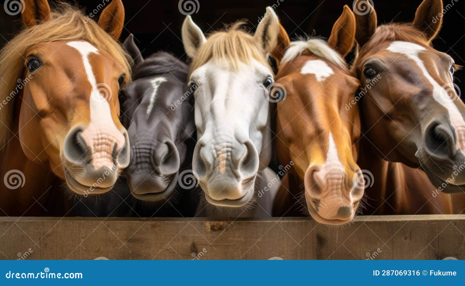 Happy Horses Smile in Stall Generative Ai Stock Illustration ...