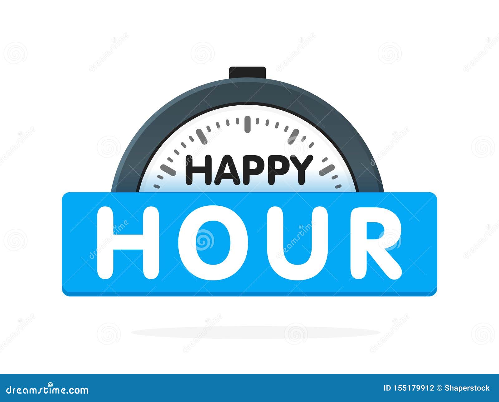 Happy Hour Alarm Clock Design, Vector Illustration Stock Vector