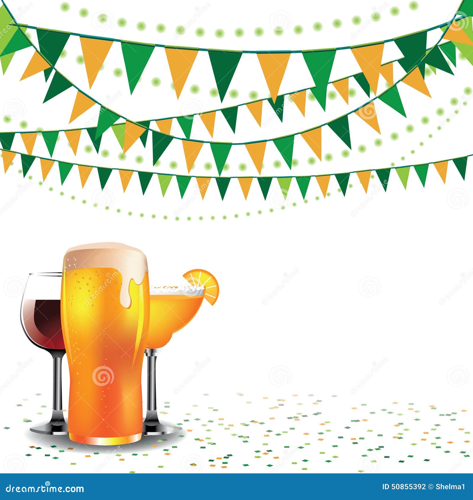 Happy Hour Drinks Bunting Background Isolated Stock Vector ...